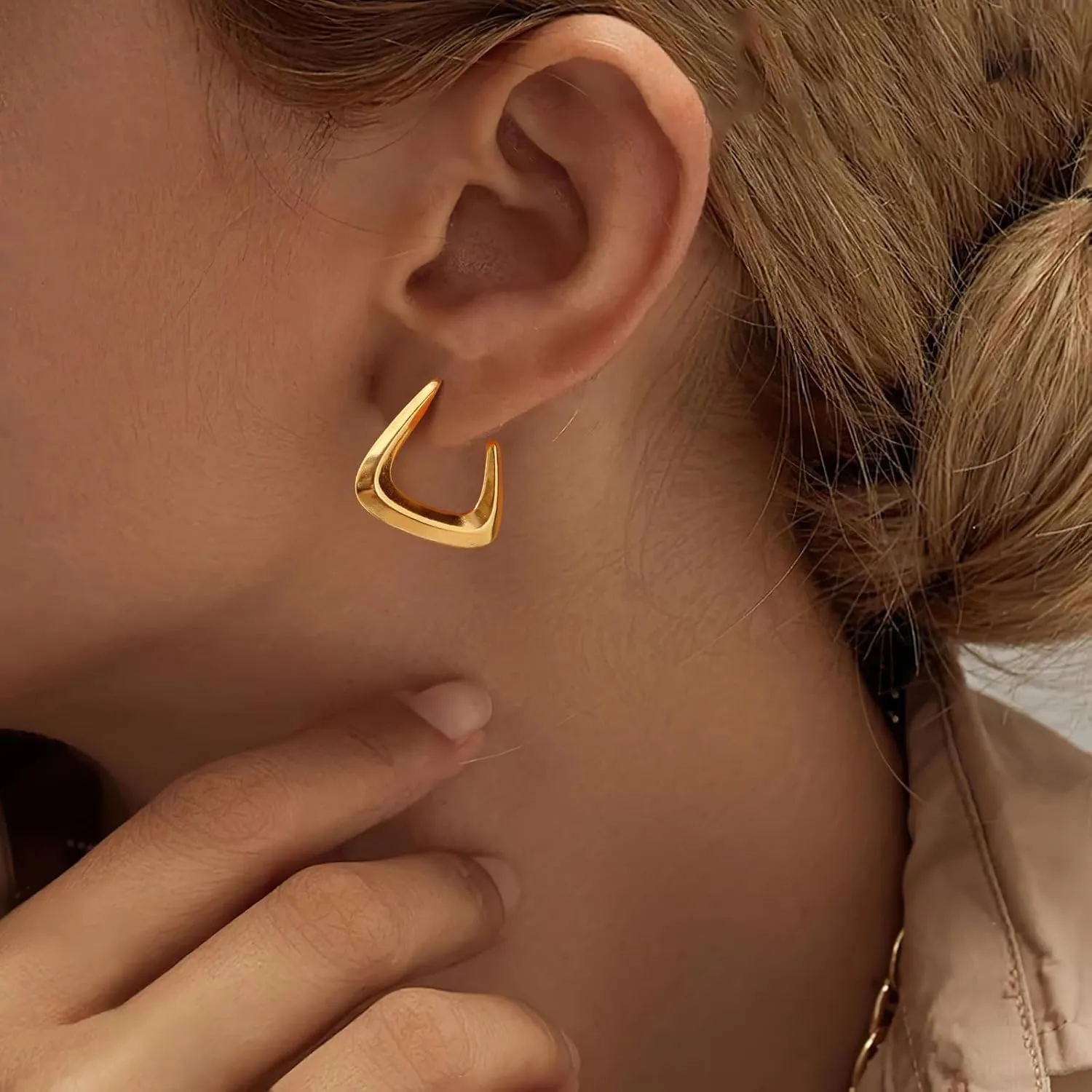 Gold Hoops Earrings for Women - 14k Gold Plated Hoop Earring,Hypoallergenic Lightweight Golden Hoops Ears Rings,Trendy Non Tarnish Gold Ear Jewelry,Christmas Birthday Party Gifts for Her
