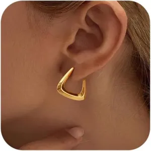 Gold Hoops Earrings for Women - 14k Gold Plated Hoop Earring,Hypoallergenic Lightweight Golden Hoops Ears Rings,Trendy Non Tarnish Gold Ear Jewelry,Christmas Birthday Party Gifts for Her