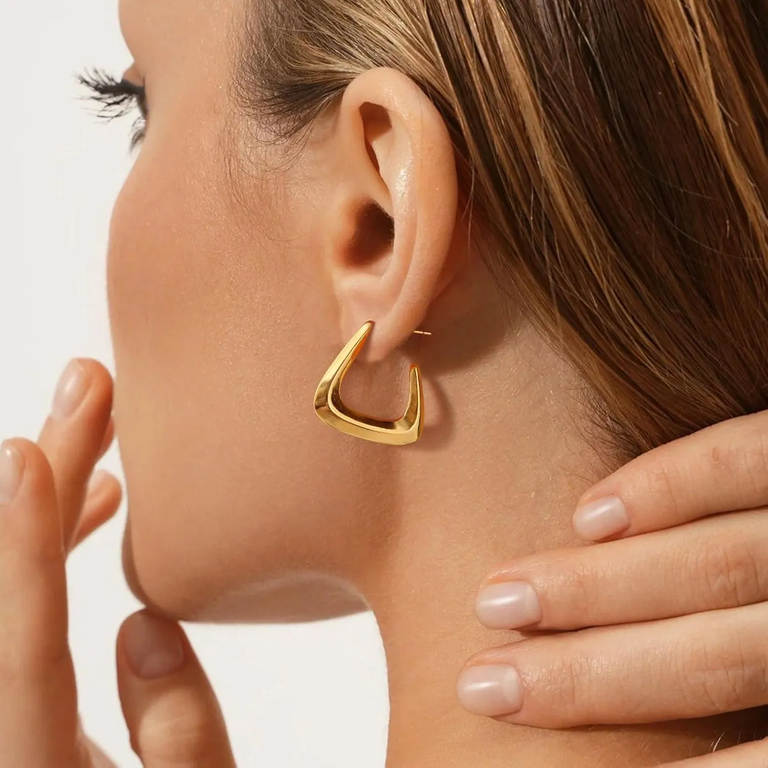 Gold Hoops Earrings for Women - 14k Gold Plated Hoop Earring,Hypoallergenic Lightweight Golden Hoops Ears Rings,Trendy Non Tarnish Gold Ear Jewelry,Christmas Birthday Party Gifts for Her