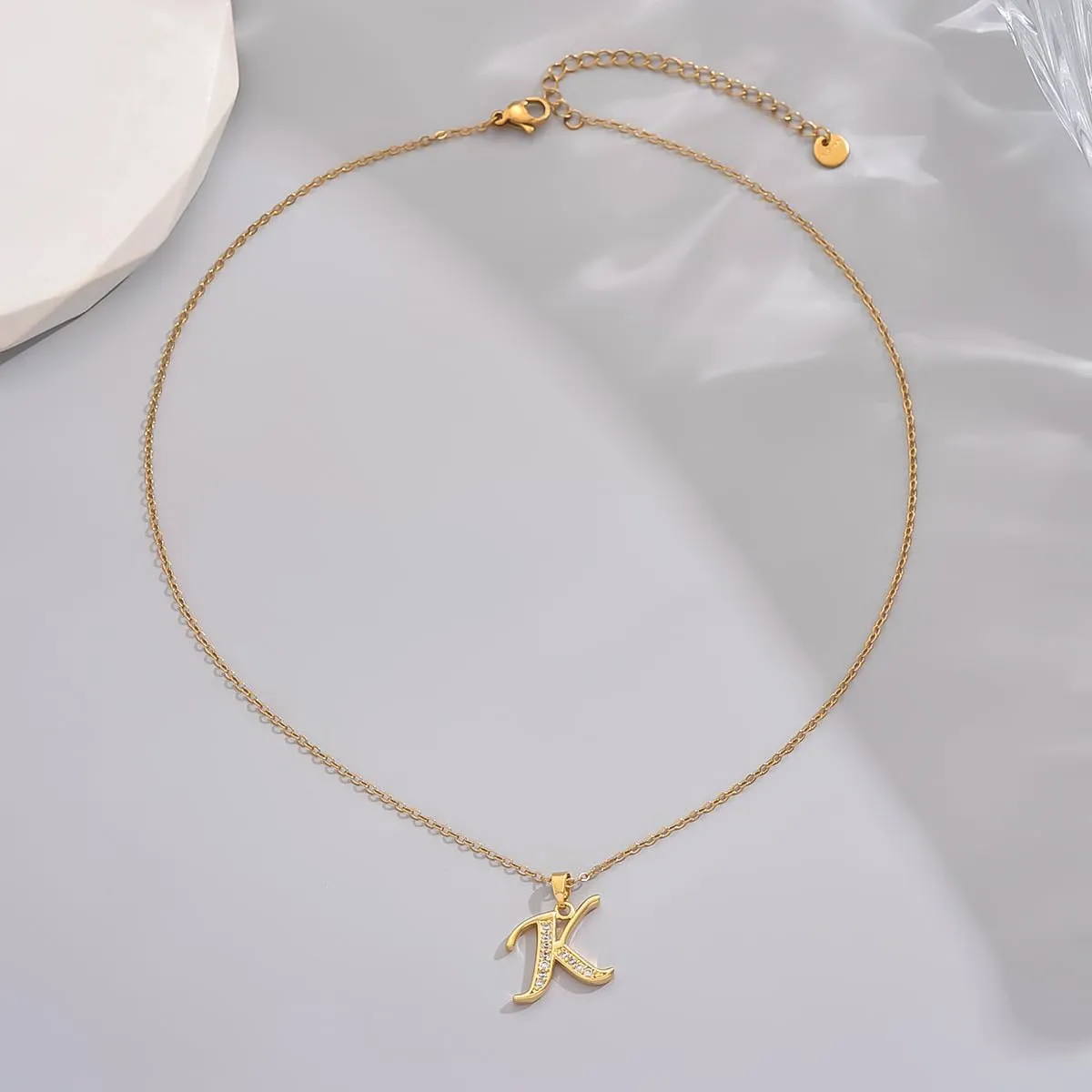 Gold Initial Necklaces for Women 18K Gold Plated Dainty Letter Necklace Personalized Monogram Name Necklace Tiny Cubic Zirconia A-Z Pendant Jewelry Necklace for Women Gift