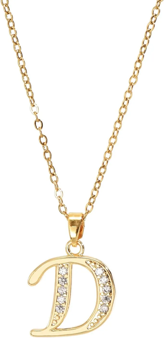 Gold Initial Necklaces for Women 18K Gold Plated Dainty Letter Necklace Personalized Monogram Name Necklace Tiny Cubic Zirconia A-Z Pendant Jewelry Necklace for Women Gift