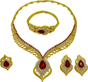 Gold Jewelry Sets for Women,Dubai Statement Necklaces Gold Bracelets Open Hoop Earrings Ring Fashion Crystal Wedding Costume Jewelry Accessories Set Mother's Day Birthday Wedding prom