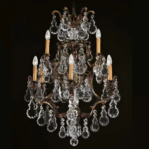 Gold Oxide Chandelier With Bohemian Crystals