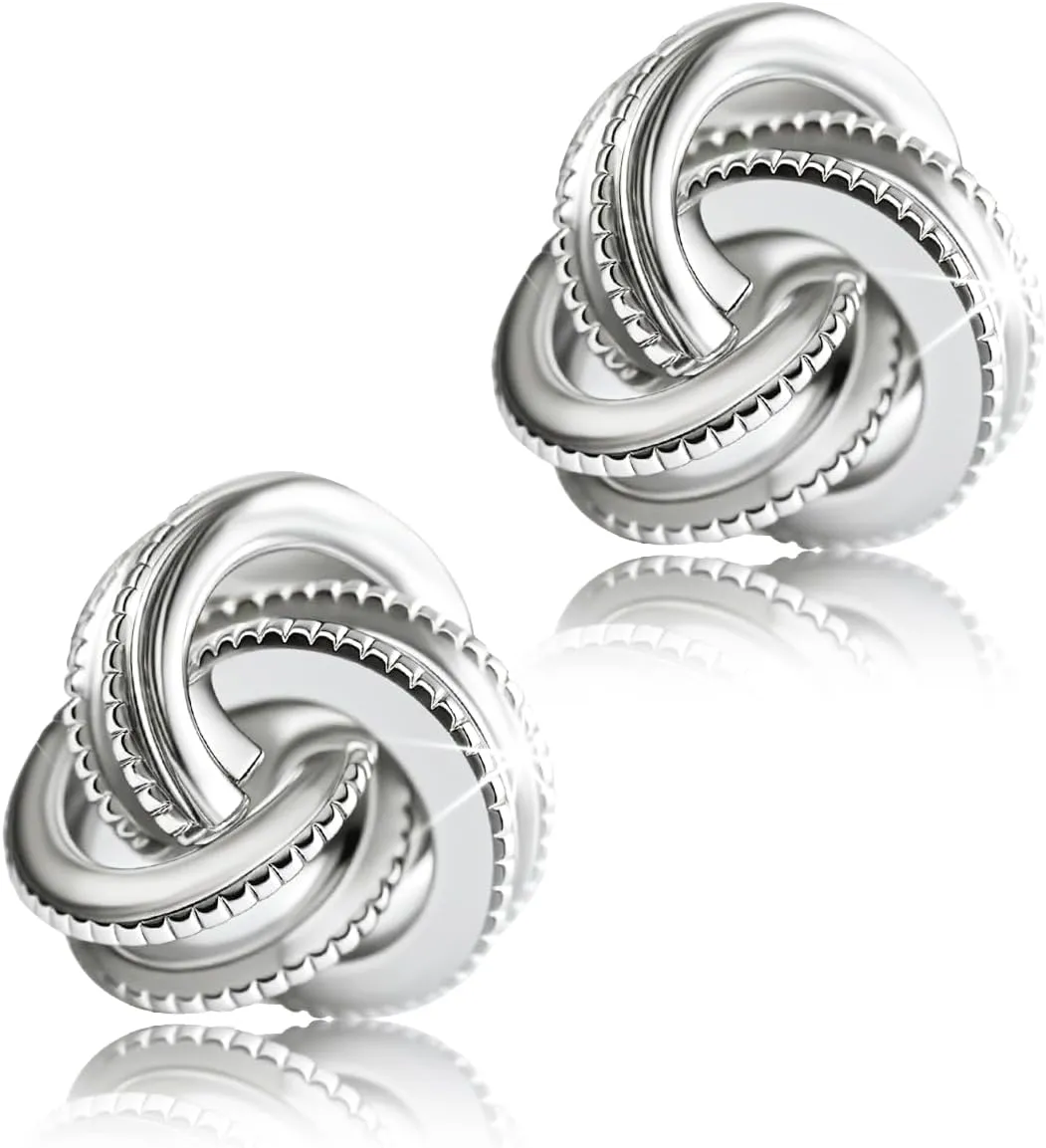 Gold Plated Sterling Silver Studs Love Knot Earrings For Women | Hypoallergenic & Nickle Free Jewelry for Sensitive Ears