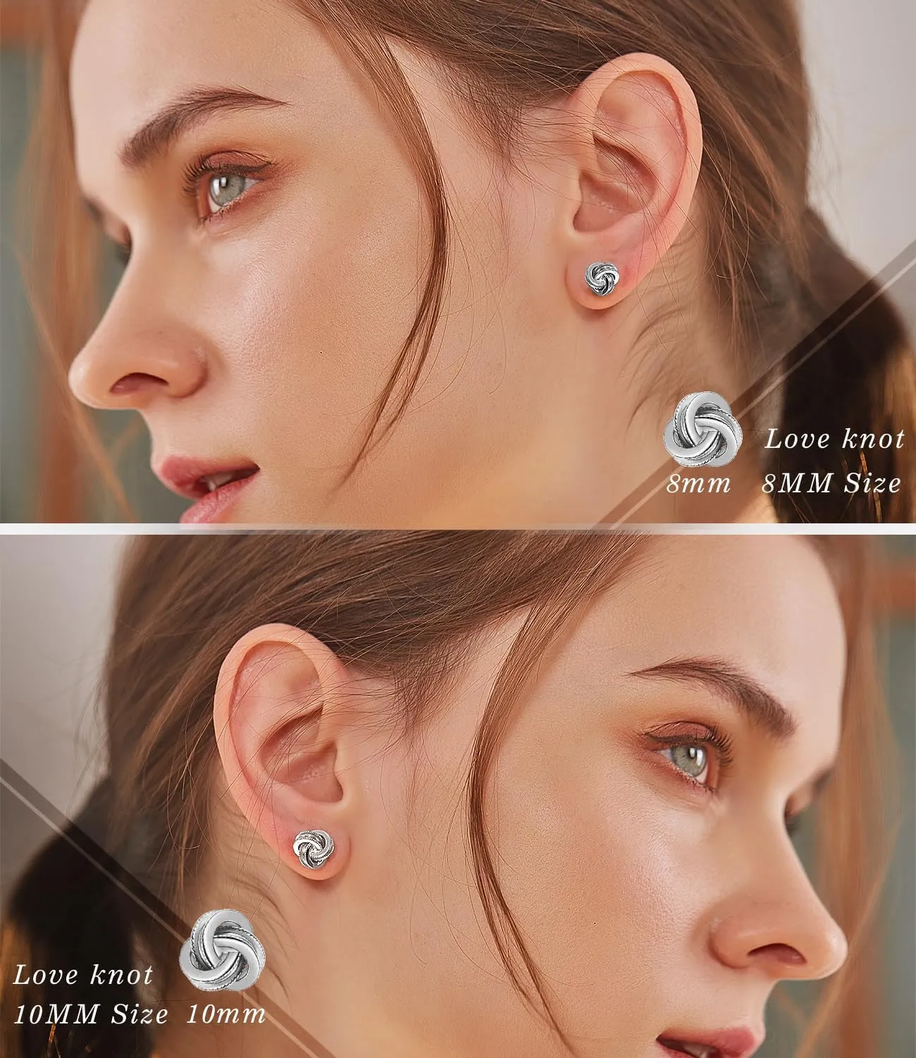Gold Plated Sterling Silver Studs Love Knot Earrings For Women | Hypoallergenic & Nickle Free Jewelry for Sensitive Ears