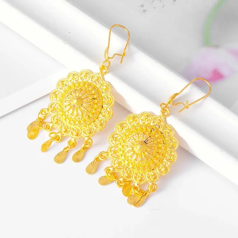 Gold-Tone Earrings for Women & Girls – Middle Eastern, Arabic, and African Ethnic Ornament
