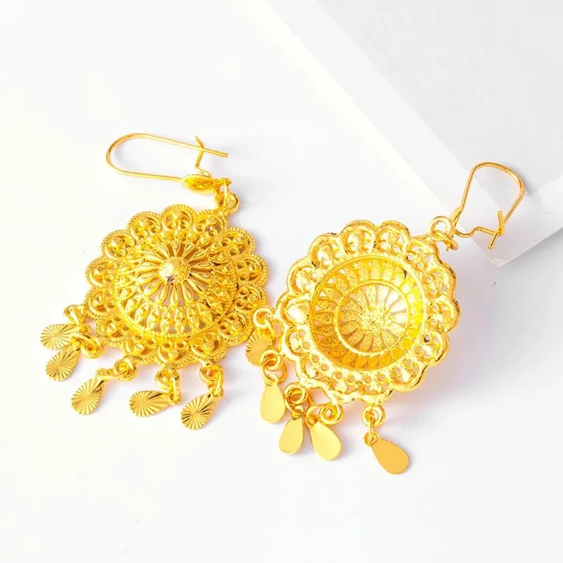 Gold-Tone Earrings for Women & Girls – Middle Eastern, Arabic, and African Ethnic Ornament