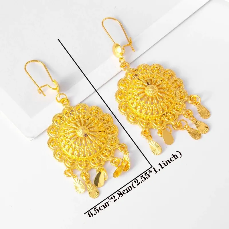 Gold-Tone Earrings for Women & Girls – Middle Eastern, Arabic, and African Ethnic Ornament