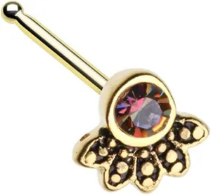 Golden Antique Majestic Sunburst Nose Stud Ring