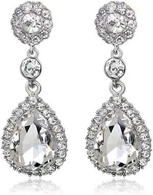 Gorgeous Austrian Crystal Rhinestone Wedding Bridal Teardrop Drop Dangle Earrings