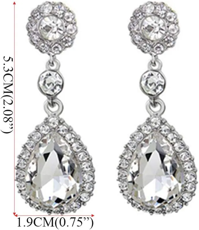 Gorgeous Austrian Crystal Rhinestone Wedding Bridal Teardrop Drop Dangle Earrings