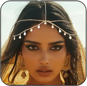 Gortin Sequins Boho Head Chain Jewelry Wedding Gold Headpiece Bohemian Headbands Halloween Costume Hair Accessories for Women