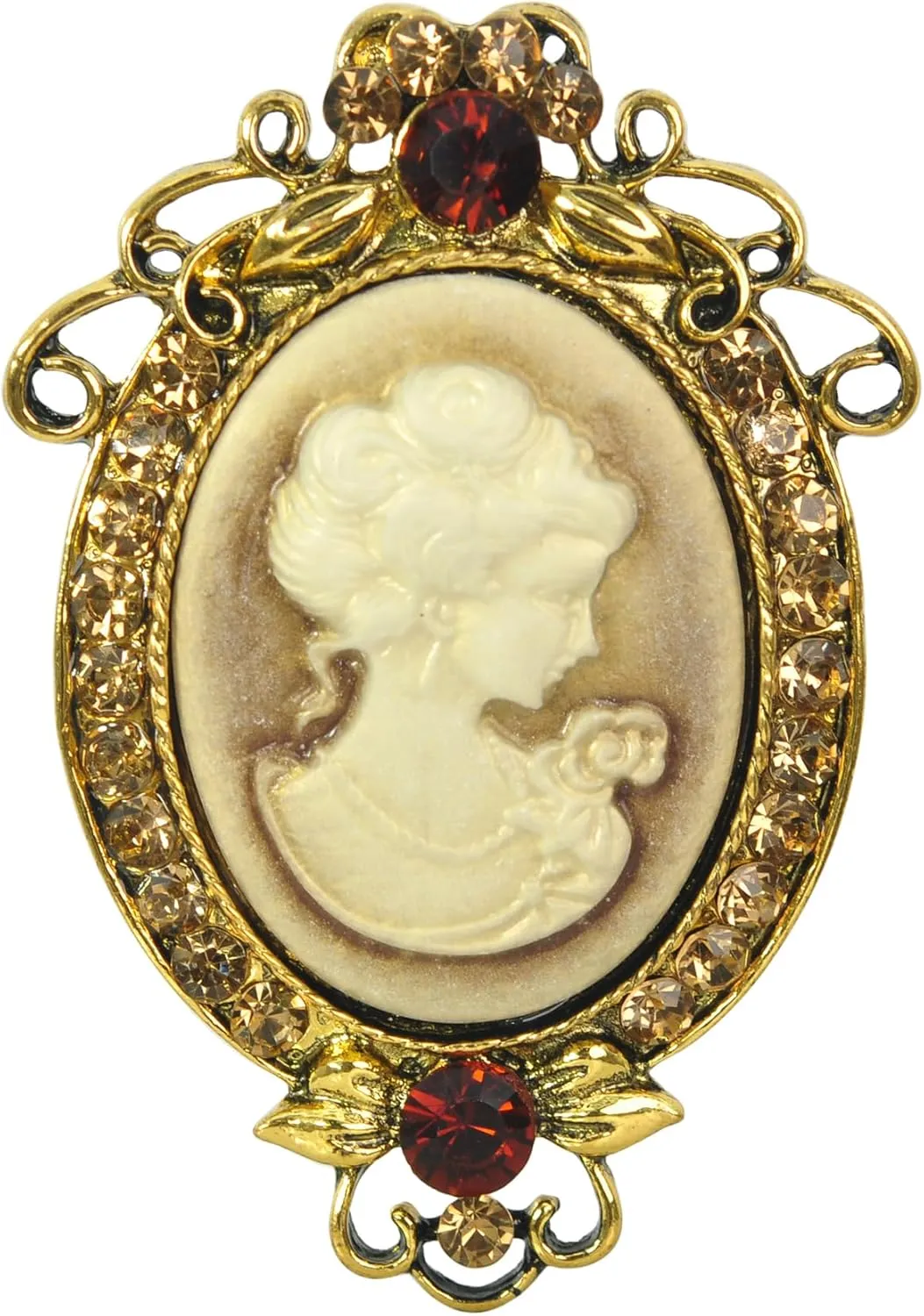 Gyn&Joy Womens Crystal Rhinestones Flower Vintage Antique Cameo Brooch Pin