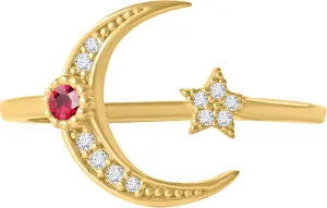 Gypsy Planet Cz Star Half Crescent Sailor Luna Moon Moonstar Wrap Around Adjustable Expendable Stretch Band Ring