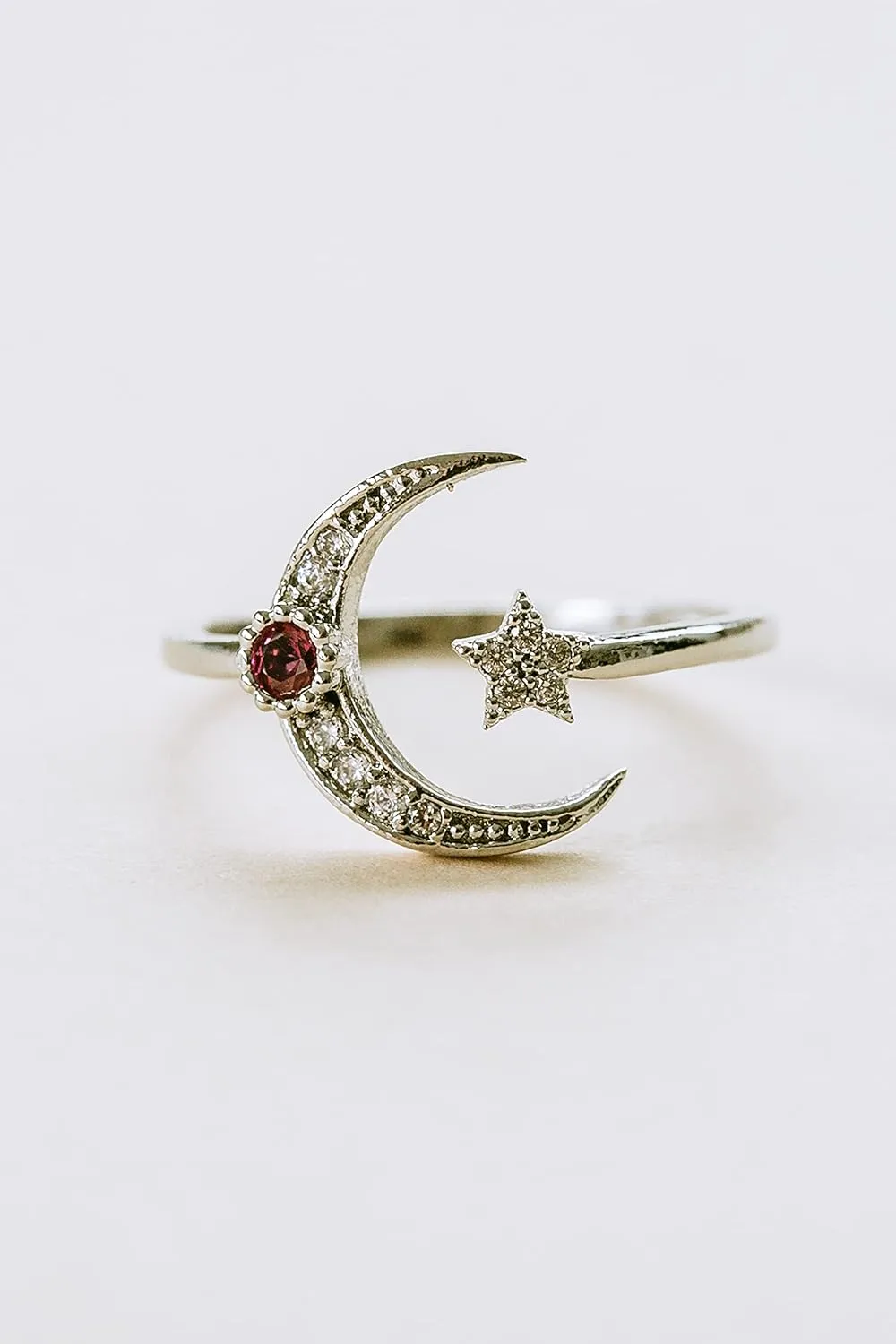 Gypsy Planet Cz Star Half Crescent Sailor Luna Moon Moonstar Wrap Around Adjustable Expendable Stretch Band Ring