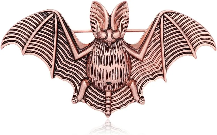 Hallowmas Style Vampire Bat Blackness Brooch Antique Color