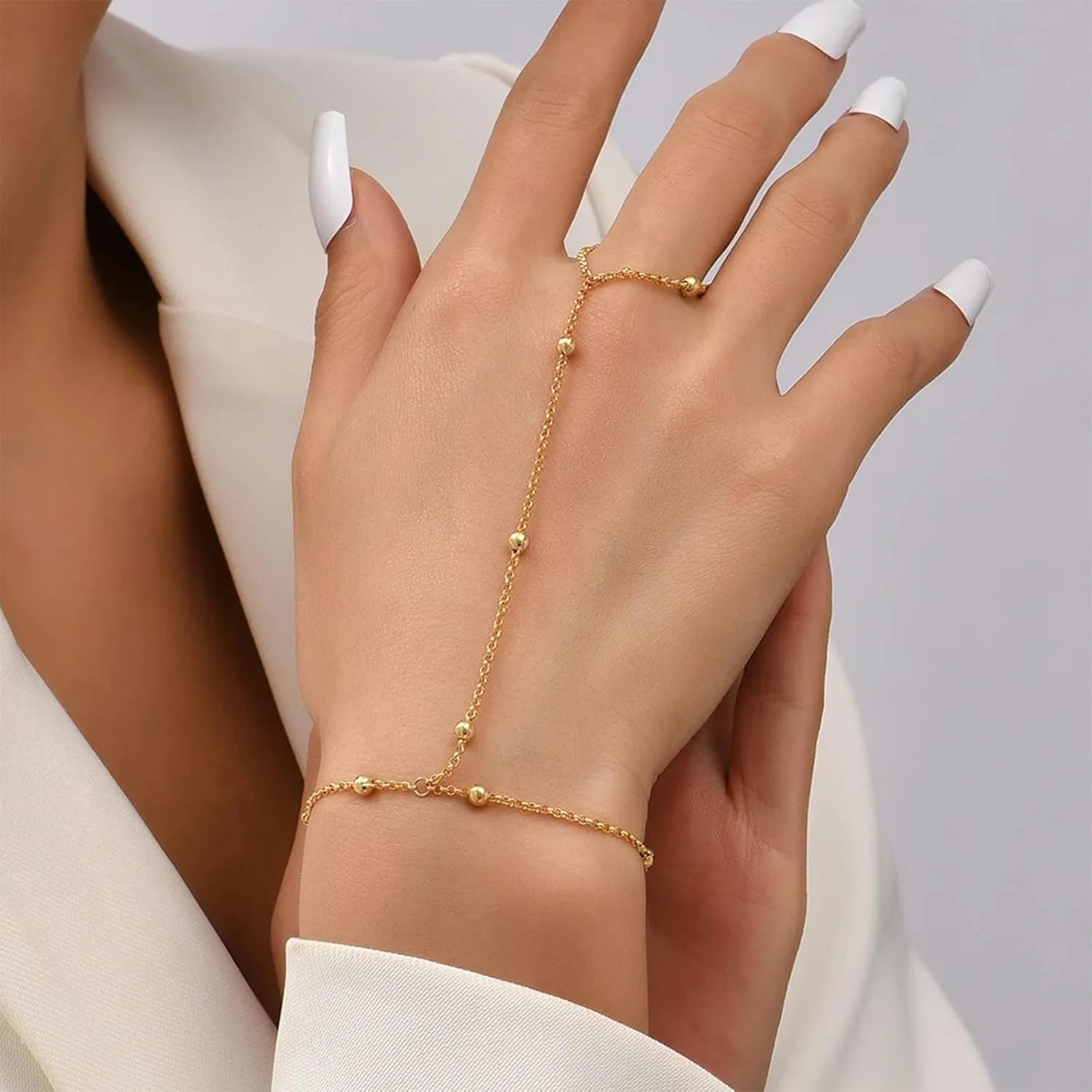 Hand Chain Bracelet Ring Bracelet Dainty Finger Ring Slave Bracelets Zircon Hand Jewelry for Women Trendy Jewelry Gifts