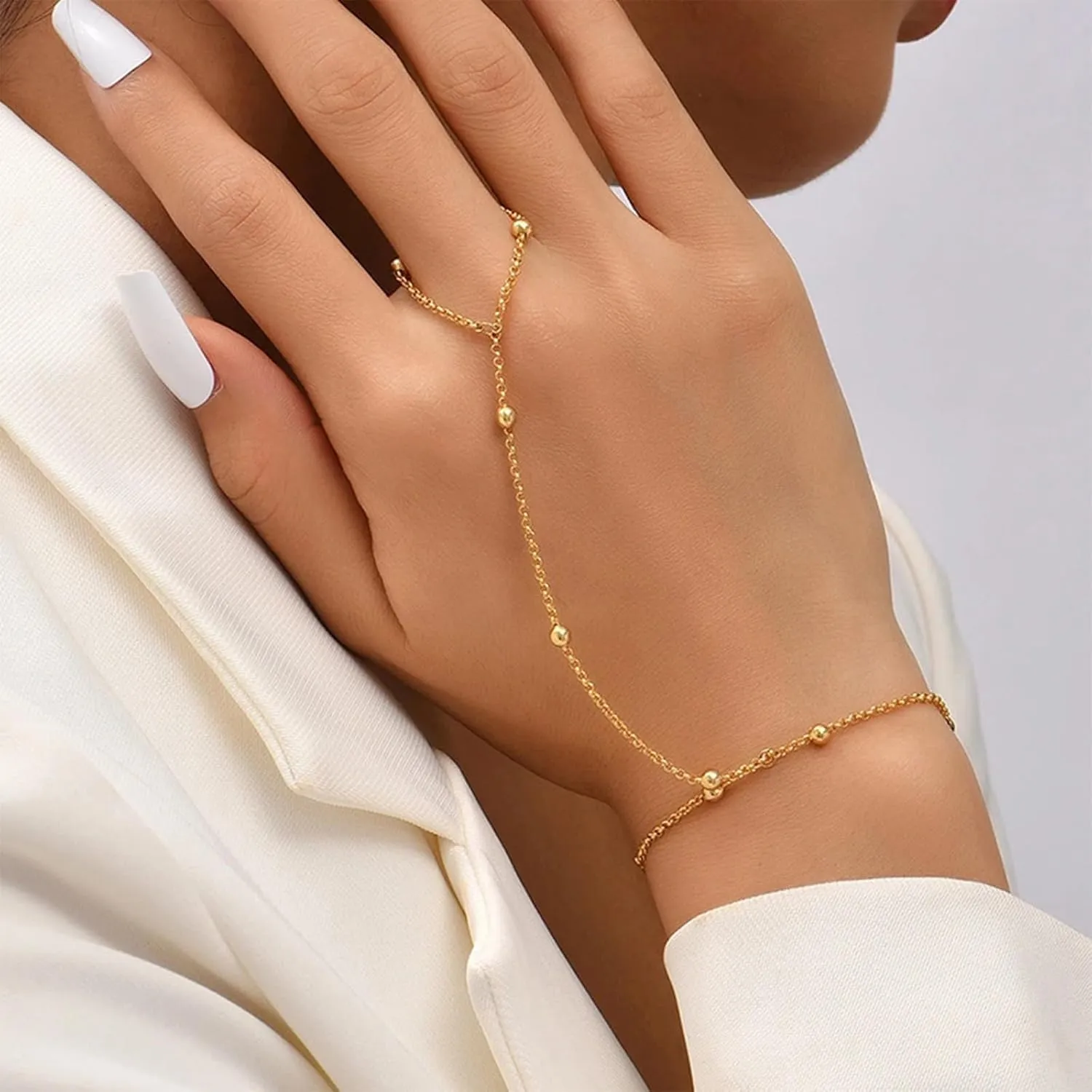 Hand Chain Bracelet Ring Bracelet Dainty Finger Ring Slave Bracelets Zircon Hand Jewelry for Women Trendy Jewelry Gifts