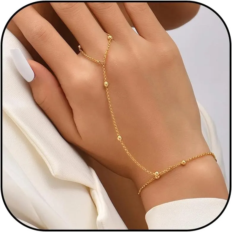 Hand Chain Bracelet Ring Bracelet Dainty Finger Ring Slave Bracelets Zircon Hand Jewelry for Women Trendy Jewelry Gifts