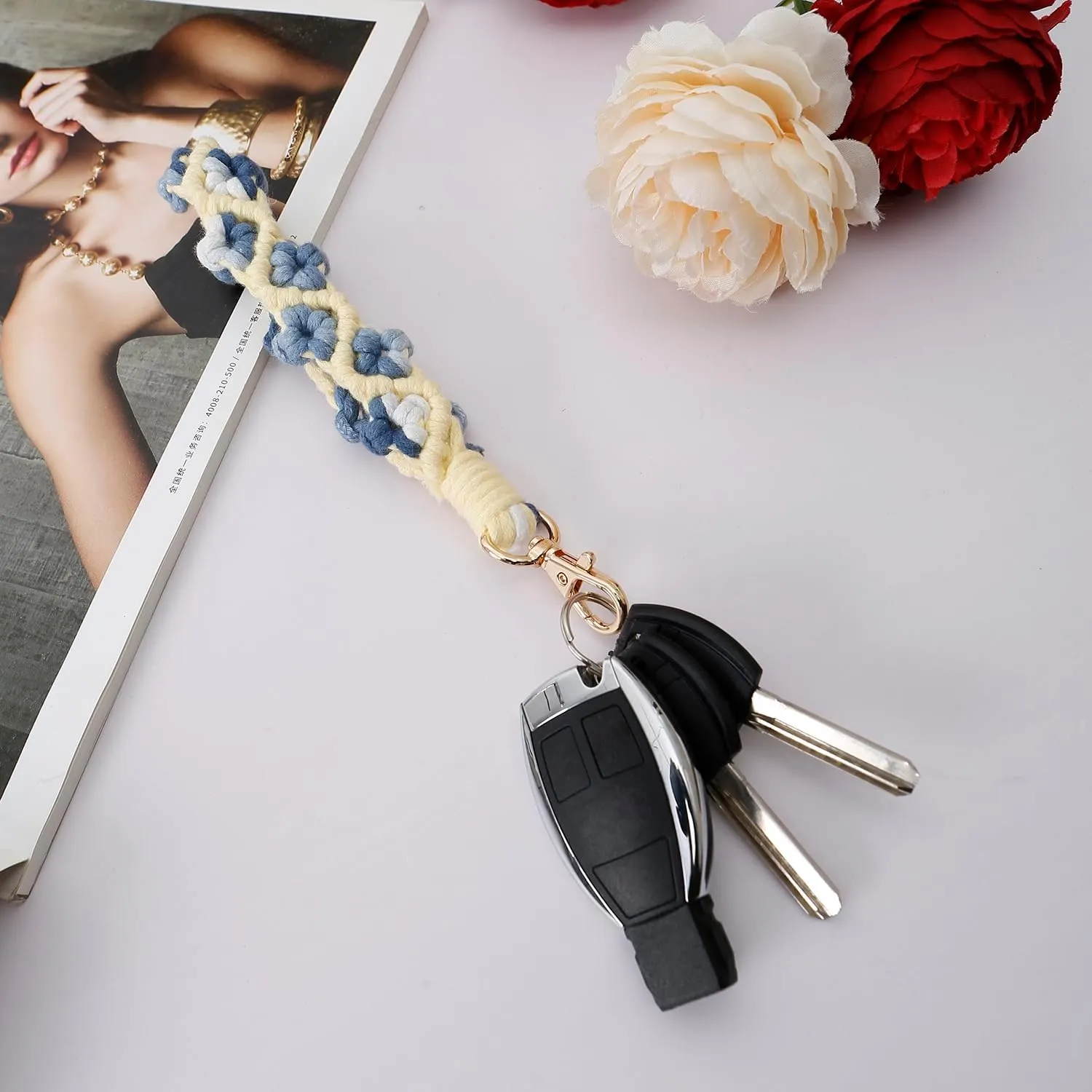 Handmade Macrame Wristlet Keychain Bracelet Keychain