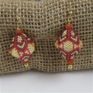 Handmade Orange and Yellow Beaded Bead Earrings
