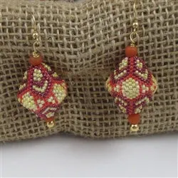 Handmade Orange and Yellow Beaded Bead Earrings