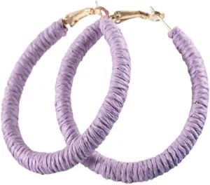 Handmade Rattan Earrings - Large Circle Braided Straw Wicker Drop Earrings - Light Weight Summer Hoops