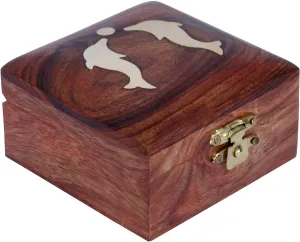 Handmade Wooden Small Jewelry Box Ring Storage Case for Women Dolphin Charm Dcor Gifts