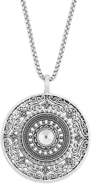 HAQUIL Vintage Tibetan Mandala Flower Necklace for Women, Round Mandala Charm Necklace, Antique Floral Statement Pendant Necklace, Women Jewelry Gift