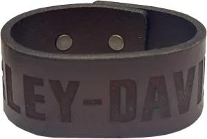 Harley-Davidson Men's Embossed H-D Adjustable Leather Cuff Bracelet Wristband
