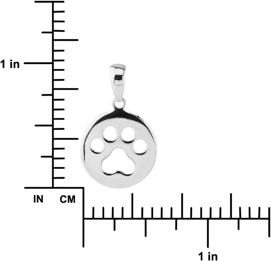 Hawaiian Silver Jewelry Dog Paw Print Pendant Necklace  18-inch Sterling Silver Paw Print Necklace  925 Sterling Silver