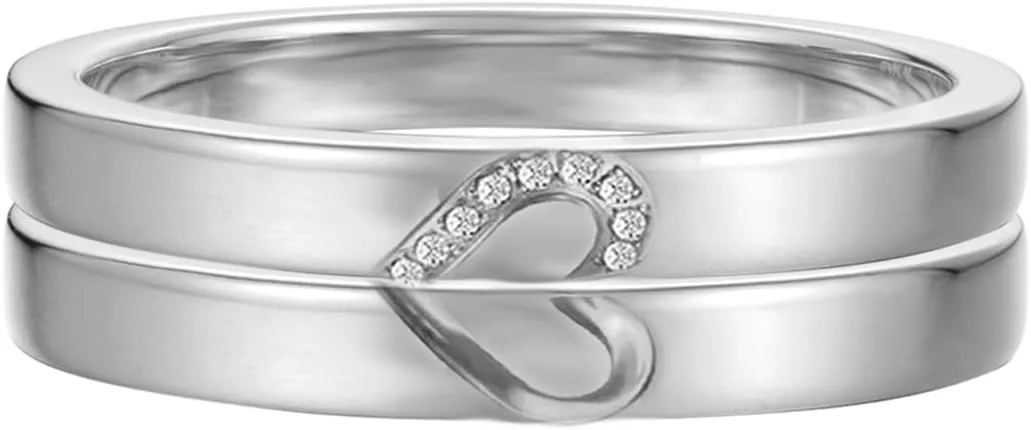 Heart Couple Ring Sets for Her and Him with Moissanite/Diamond 925 Sterling Silver 10K 14K 18K Gold Couple Wedding Promise Engagement Rings Set for Men and Women Free Engraving