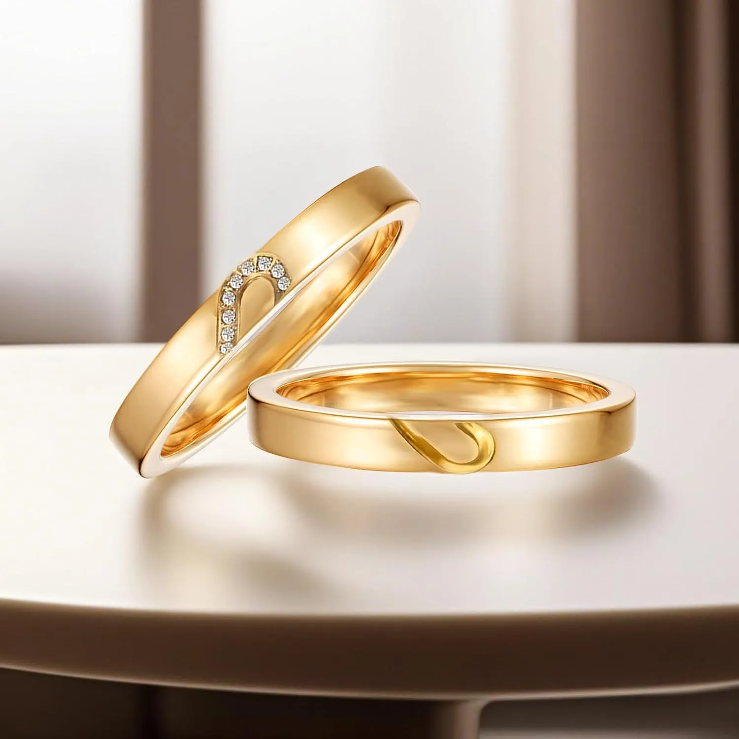 Heart Couple Ring Sets for Her and Him with Moissanite/Diamond 925 Sterling Silver 10K 14K 18K Gold Couple Wedding Promise Engagement Rings Set for Men and Women Free Engraving