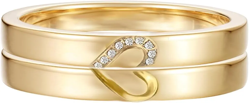 Heart Couple Ring Sets for Her and Him with Moissanite/Diamond 925 Sterling Silver 10K 14K 18K Gold Couple Wedding Promise Engagement Rings Set for Men and Women Free Engraving