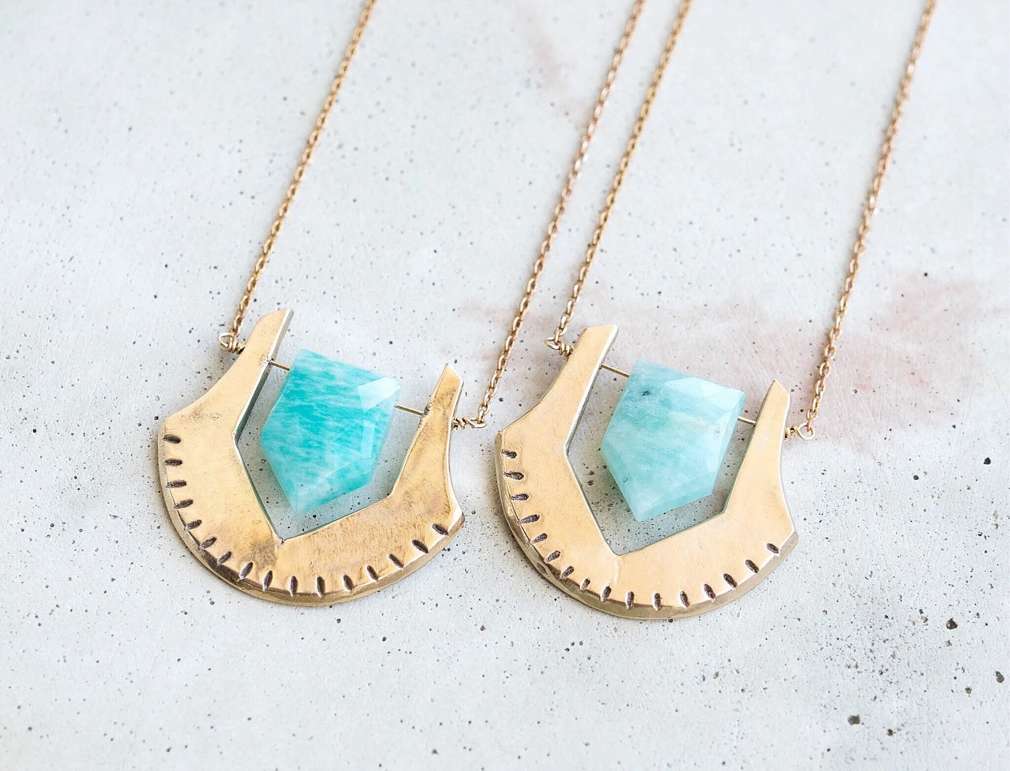 HELIX / Amazonite Bronze Necklace