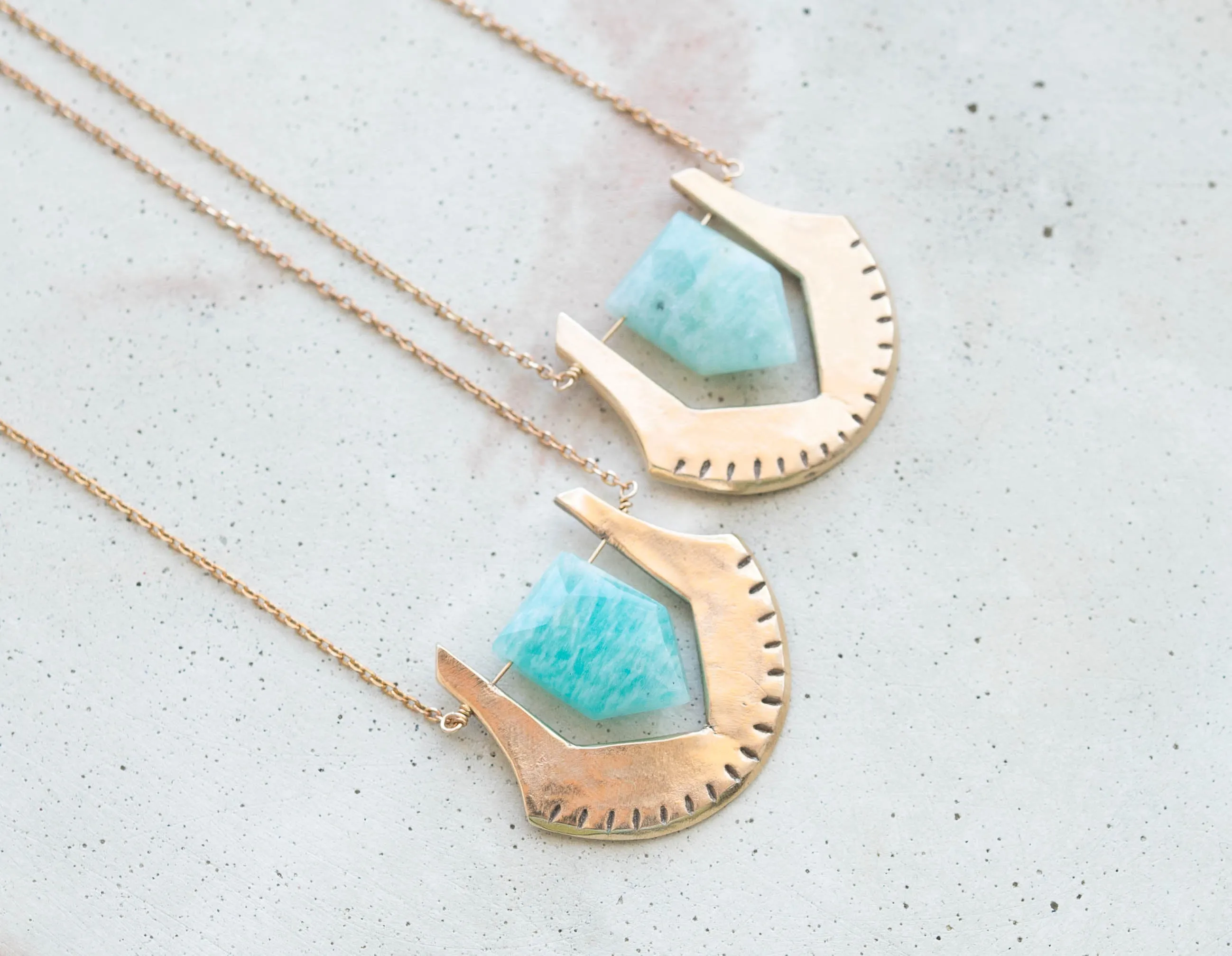 HELIX / Amazonite Bronze Necklace