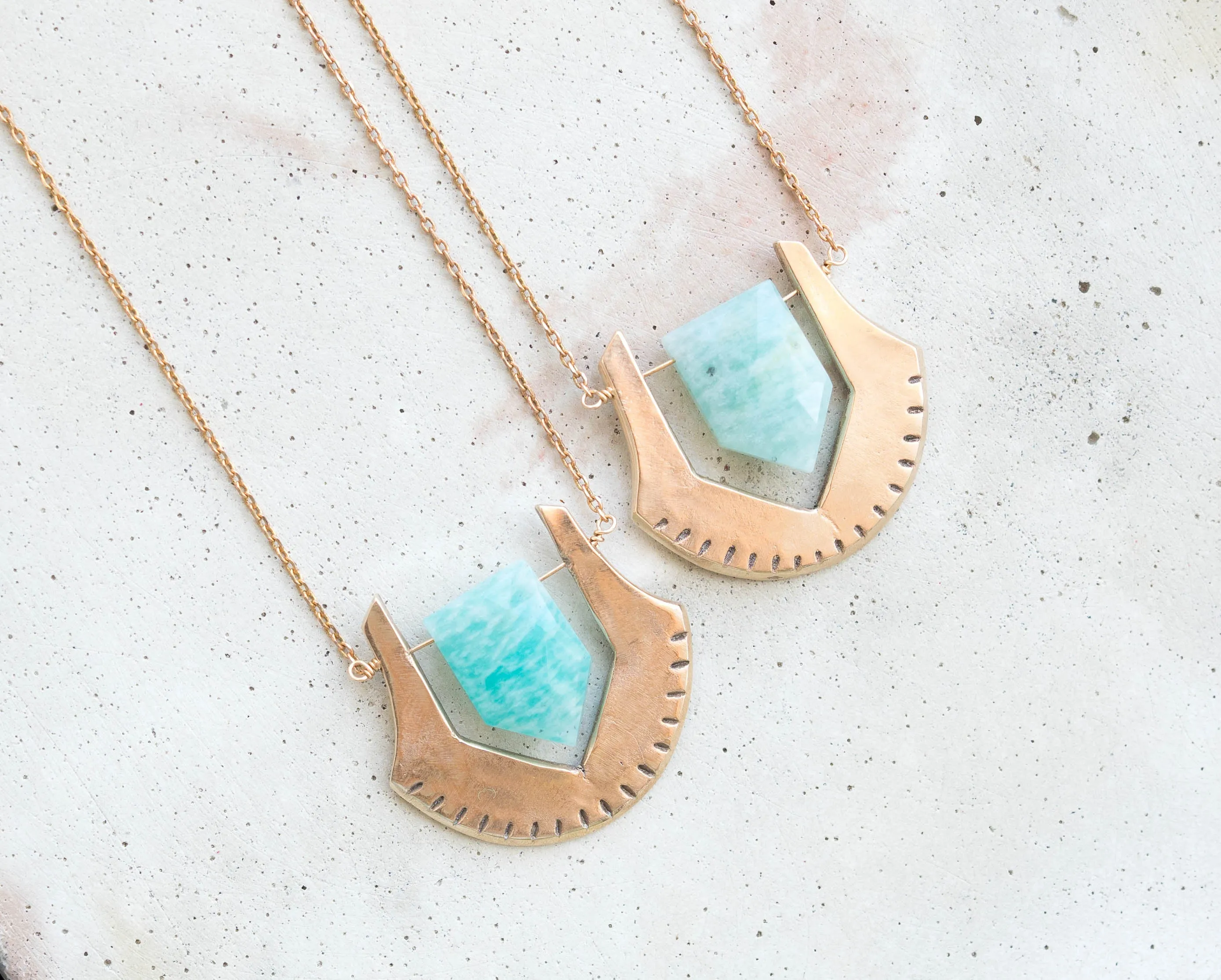 HELIX / Amazonite Bronze Necklace
