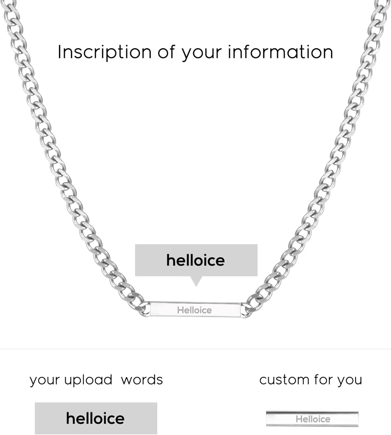 HELLOICE Custom Name Necklace 5mm Cuban Chain Link Personalized Openwork Engraved 18K Gold Plated Stainless Steel Cuban Chain ID Necklace with 17" 2"(Extender) for Men and Women