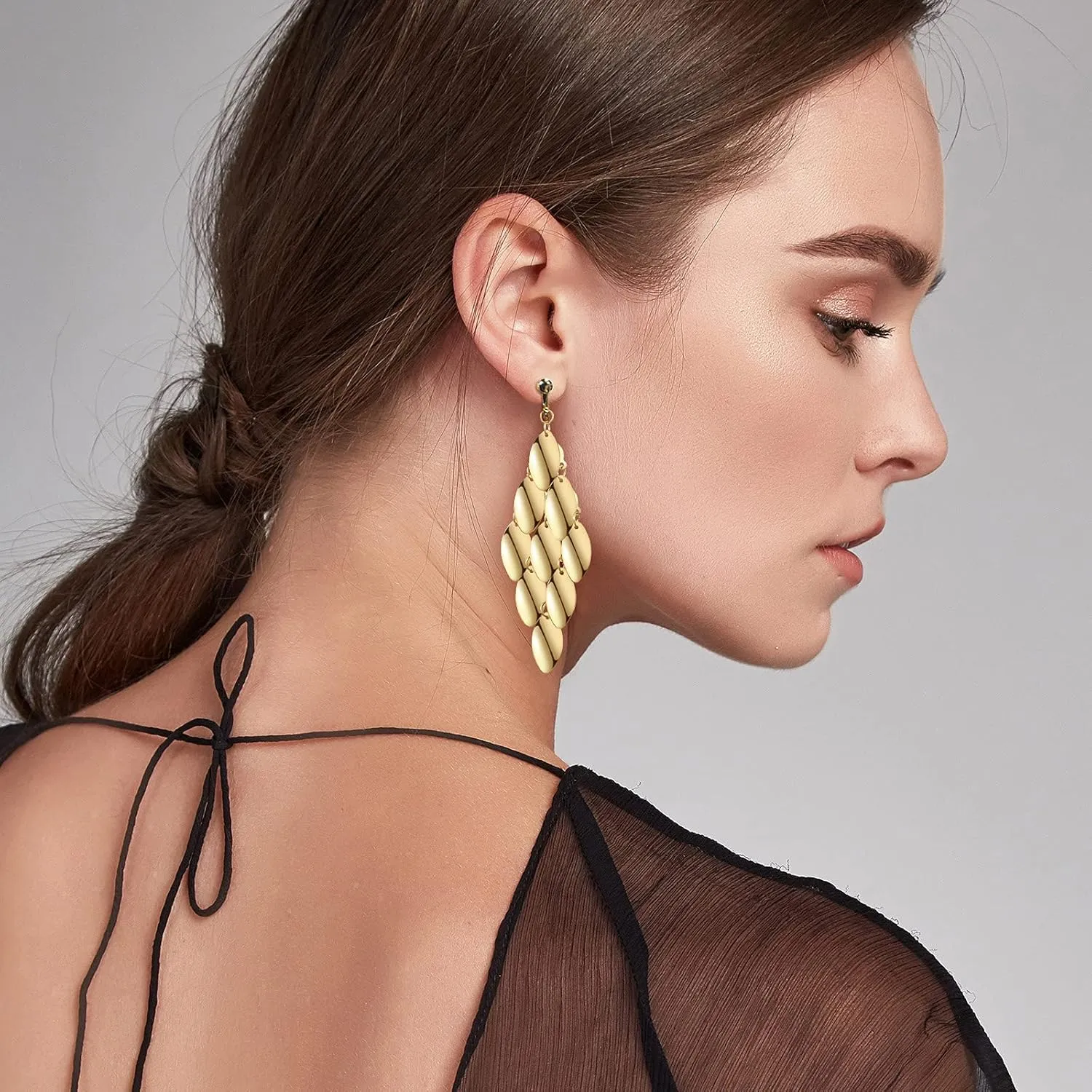 Hicarer 12 Pairs Clip on Earrings Dangle Drop Dangle Earrings Set Bohemian Tassel Pendant Plated Ear Non Piercing for Women Jewelry Gifts Wedding Party