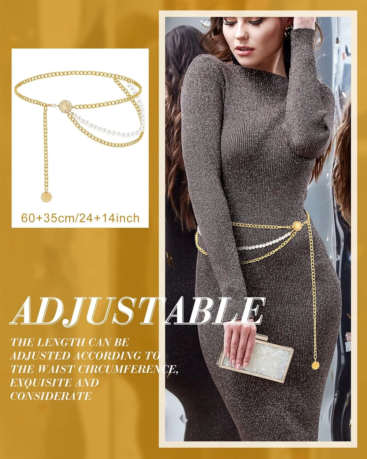 Hicarer 3 Pcs Silver Gold Waist Chain for Body Multi Layer Metal Chain Belts for Women Girls Summer Beach Jewelry Adjustable