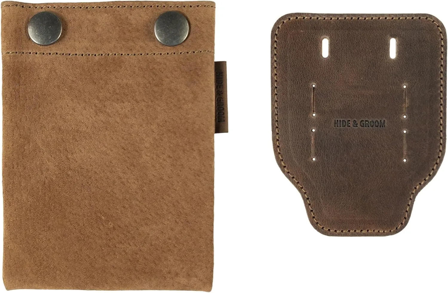 Hide & Groom, Compact Travel Organizer for Groomsmen, Best Men, Bachelors, Ideal for Cufflinks, Tie Bars and Collar Stays, Sheepskin and Full Grain Leather, Handmade, Bourbon Brown