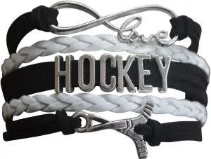 Hockey Charm Bracelet, Ice Hockey Jewelry- Infinity Love Hockey Bracelet- Gift for Her