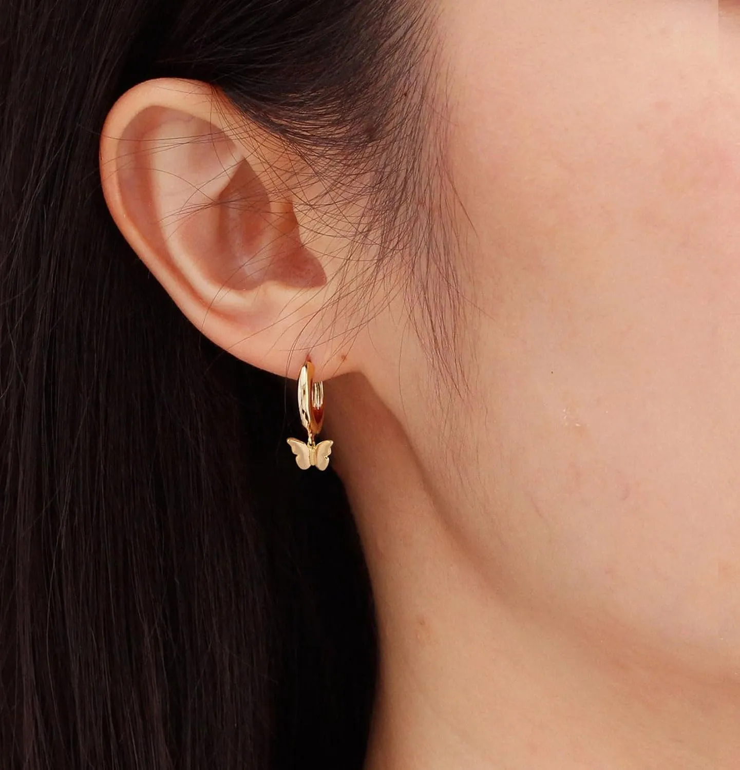 Huggie Earrings for Women-14K Gold/Silver Plated Starfish Butterfly Snake Feather Bee Leaf Dangle Earrings for Women Gold Hoop Earrings