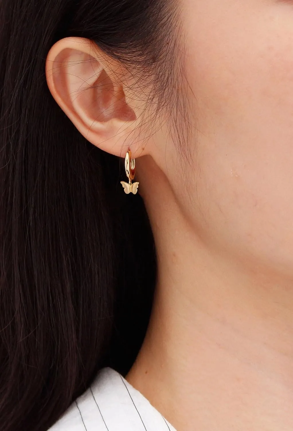 Huggie Earrings for Women-14K Gold/Silver Plated Starfish Butterfly Snake Feather Bee Leaf Dangle Earrings for Women Gold Hoop Earrings