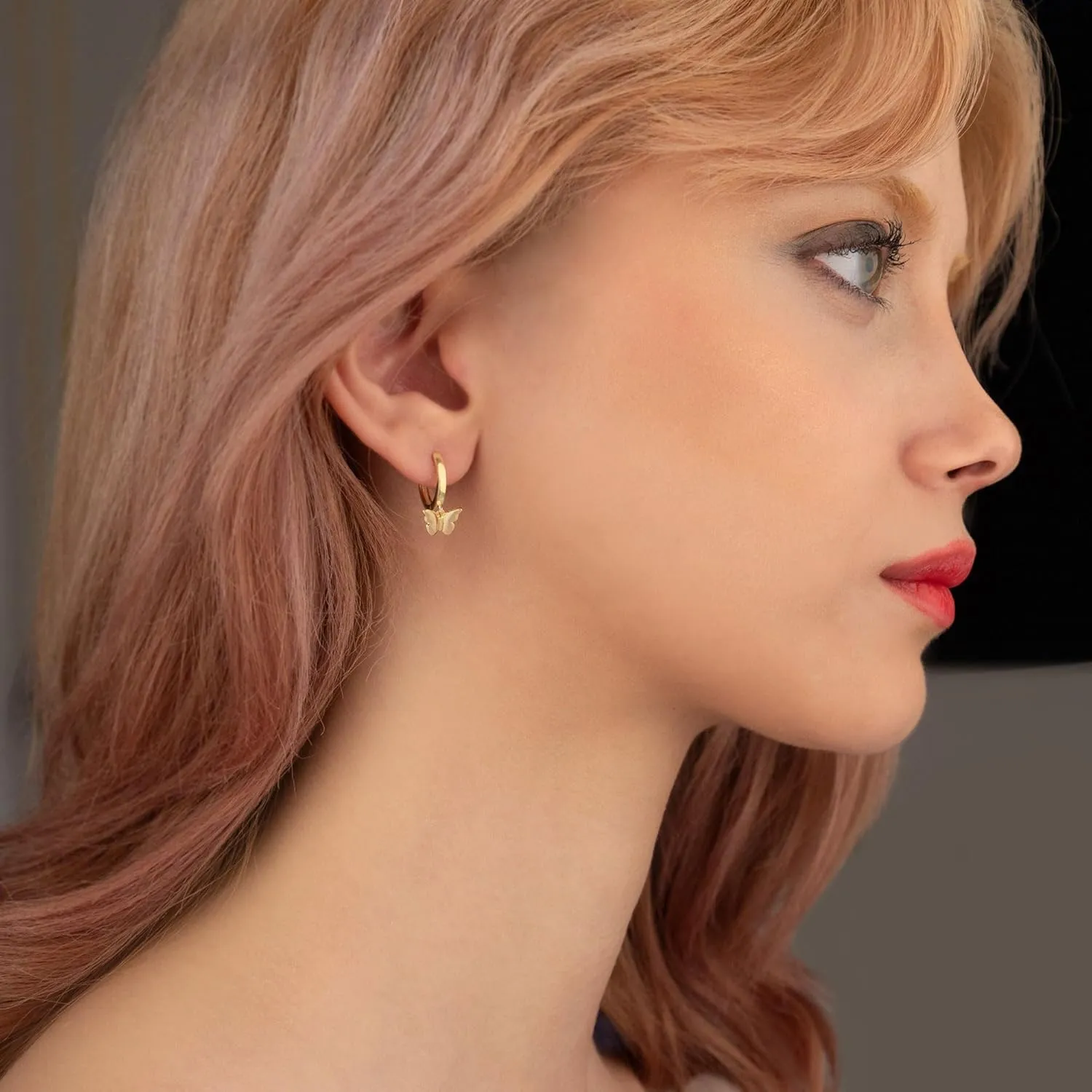 Huggie Earrings for Women-14K Gold/Silver Plated Starfish Butterfly Snake Feather Bee Leaf Dangle Earrings for Women Gold Hoop Earrings