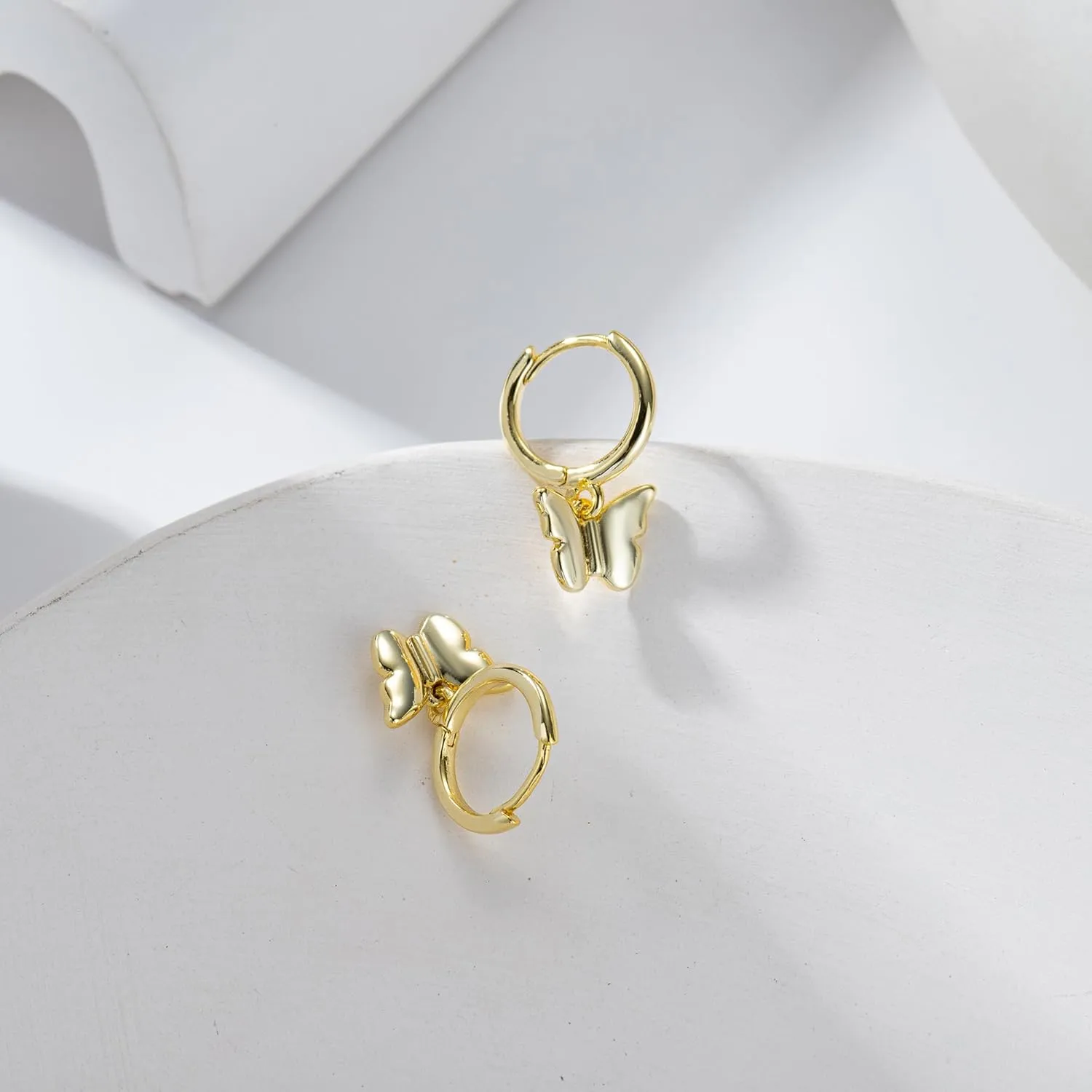 Huggie Earrings for Women-14K Gold/Silver Plated Starfish Butterfly Snake Feather Bee Leaf Dangle Earrings for Women Gold Hoop Earrings