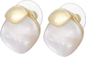 Hypoallergenic Earrings for Women, TAIGRAMA Surgical Steel Earring Studs for Sensitive Ears, Mother of Pearl Stud Earrings for Women Men