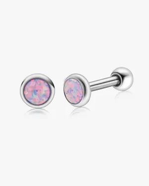 Hypoallergenic G23 Implant Grade Titanium Stud Earrings, Screw Back Earrings, F136 Pure Titanium Piercing Post Suitable for Sensitive Ears, Opal Stone Inlay Cartilage Earrings (Dreamy Purple,5mm)