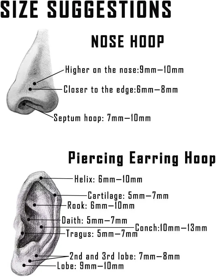 Hypoallergenic Piercing Rings for Women Men 316l Surgical Steel Piercing Rings for Nose Septum Cartilage Helix Tragus Daith Rook Piercing