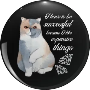 I Have To Be Successful Because I Like Expensive Things Exotic Cat Design With Diamonds Lapel Pin Cute Brooch Pins Badges